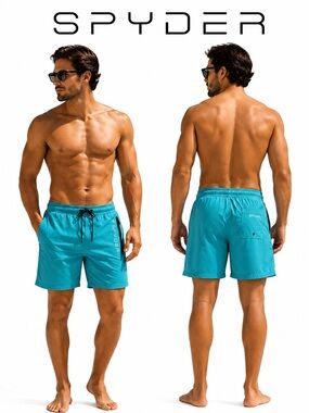 Spyder Men’s Swim Trunks Teal Blue NWT Board Shorts size medium beach menswear